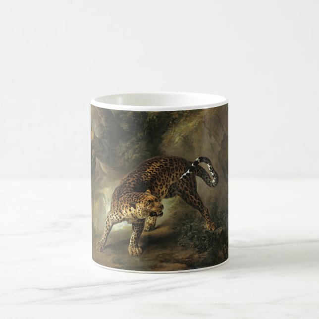 Ferocious Wild Leopard (by Jean-Baptiste Oudry) Coffee Mug (Center)