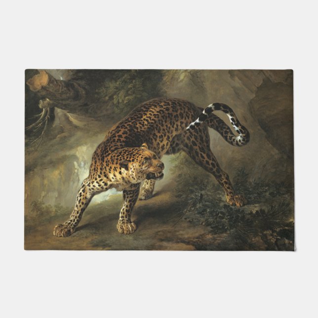 Ferocious Wild Leopard (by Jean-Baptiste Oudry) Doormat (Front)
