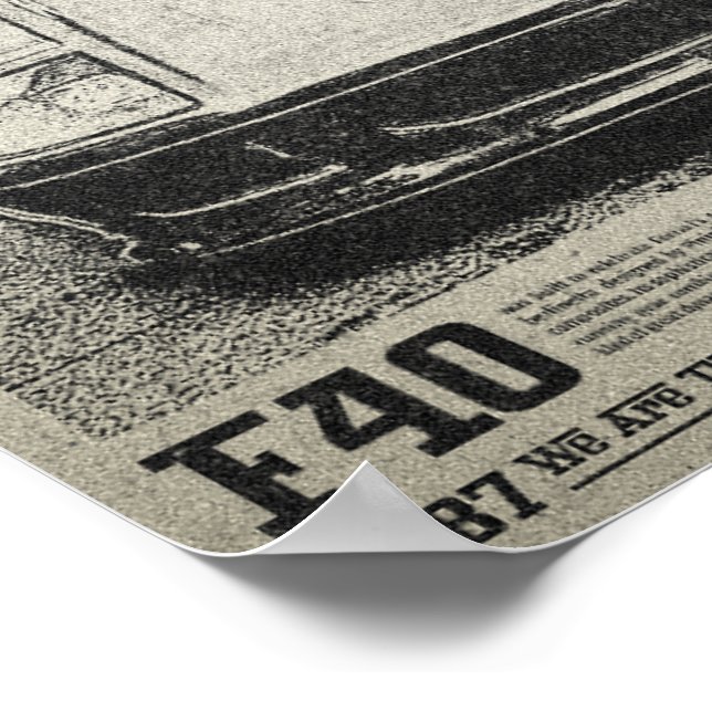Ferrari F40 Vintage Poster (Corner)