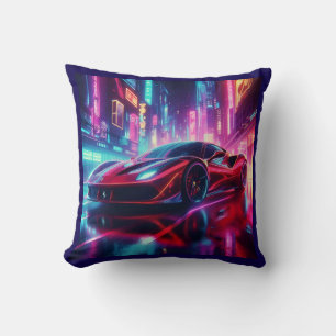 ferrari neon throw pillow