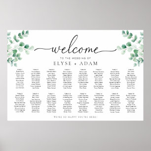 Ferras Greenery 16 Table Seating Chart Poster