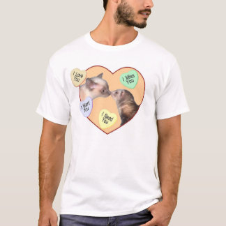 Ferret and Cat in Heart T-Shirt
