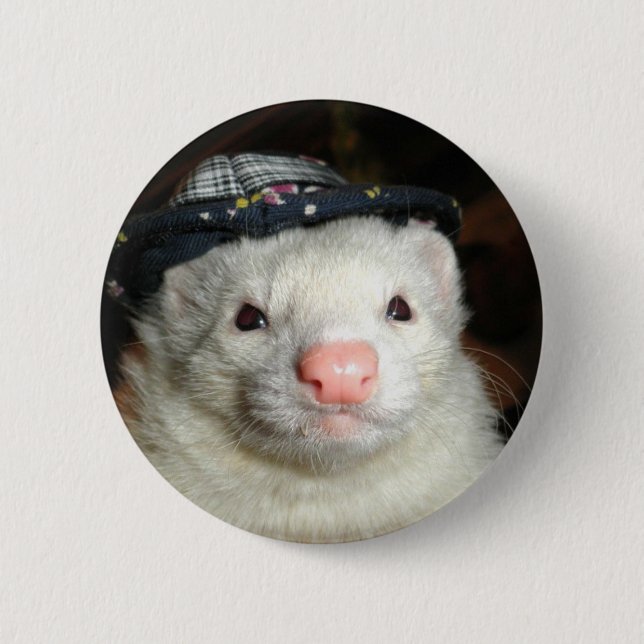 ferret and the hat 2 inch round button (Front)