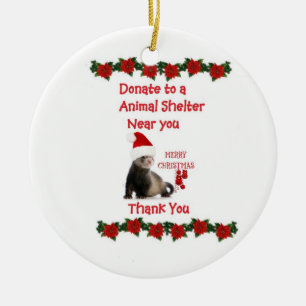 Ferret Christmas Ceramic Ornament