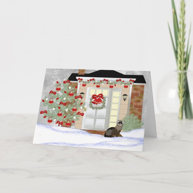 Ferret Christmas Holiday Card (Front)