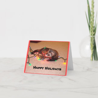 Ferret Christmas Lights Card