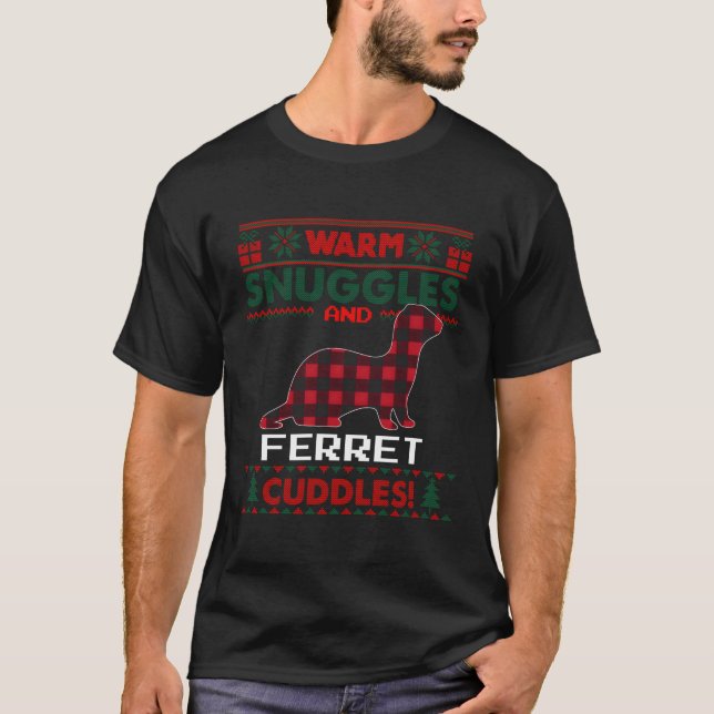Ferret Christmas Pajama Shirt Polecat Ugly Christm (Front)