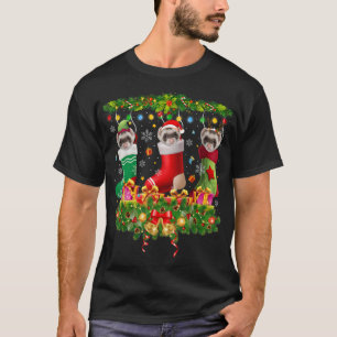 Ferret Christmas Socks Xmas Lights Pajama Matching T-Shirt