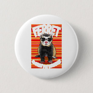 Ferret Coolest Pet On Earth Retro Sungles Funny T 2 Inch Round Button