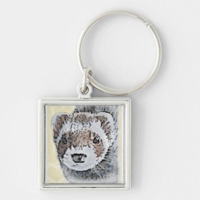 Ferret Cute Picture Keychain (Front)