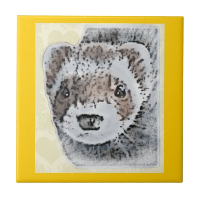 Ferret Cute Picture Tile (Front)