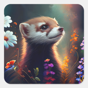 Ferret dans un champ de fleurs Sticker