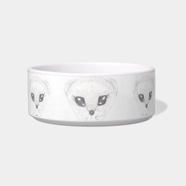 Ferret Drawing Ceramic Pet Food Bowl (Front)