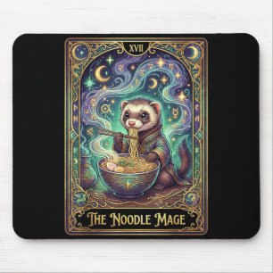 Ferret Eating Ramen Tarot Card Japanese Kawaii Pet Mouse Pad