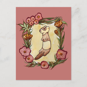 Ferret Floral Nature Ferrets Postcard