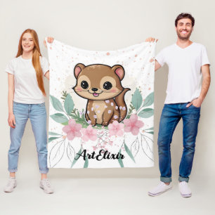 Ferret Floral Vintage Print Fleece Blanket
