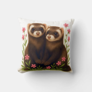 Ferret Friends Throw Pillow