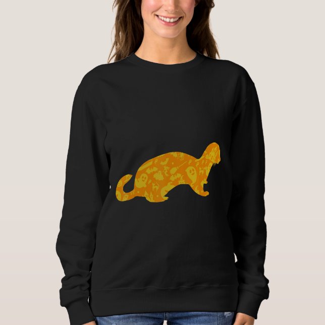 Ferret Halloween Party Pumpkin Pattern Sweatshirt (Front)
