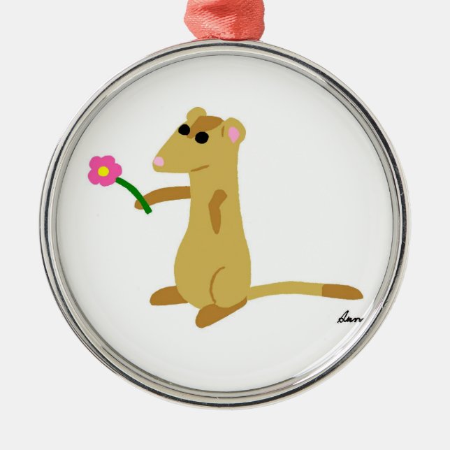 Ferret Holding a Flower Ornament (Front)
