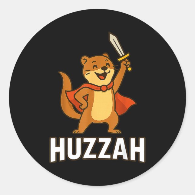 Ferret Huzzah Knight Sword Funny For Men Women Kid Classic Round Sticker (Front)