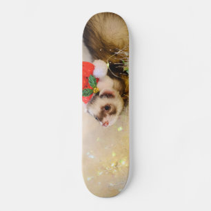Ferret in Santa Hat Skateboard