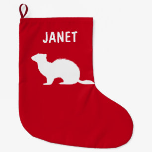 Ferret in Silhouette Name Customizable Large Christmas Stocking