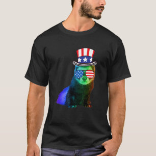Ferret Mom Dad Mustela Nigripes 4th July T-Shirt