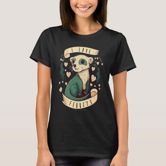 Ferret Mom Dad Mustela Nigripes T-Shirt (Front)