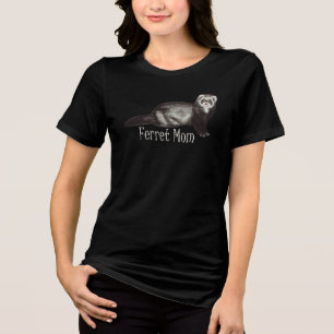 Ferret Mom White Lettering with Sable Ferret Tri-Blend Shirt