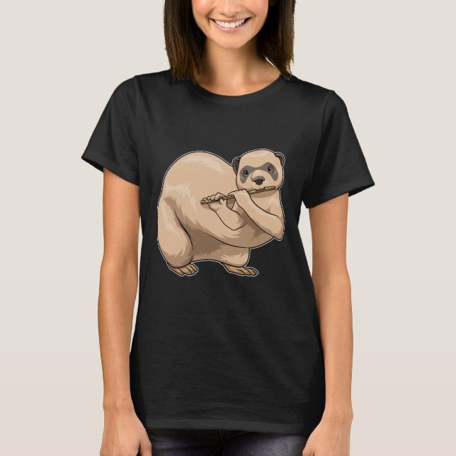 Ferret Musician Flute Music T-Shirt (Front)