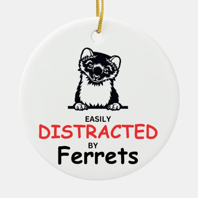 Ferret Ornament, Gift for Ferret Lover, Ferret Mom Ceramic Ornament (Front)