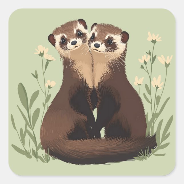 Ferret Pals Square Sticker (Front)