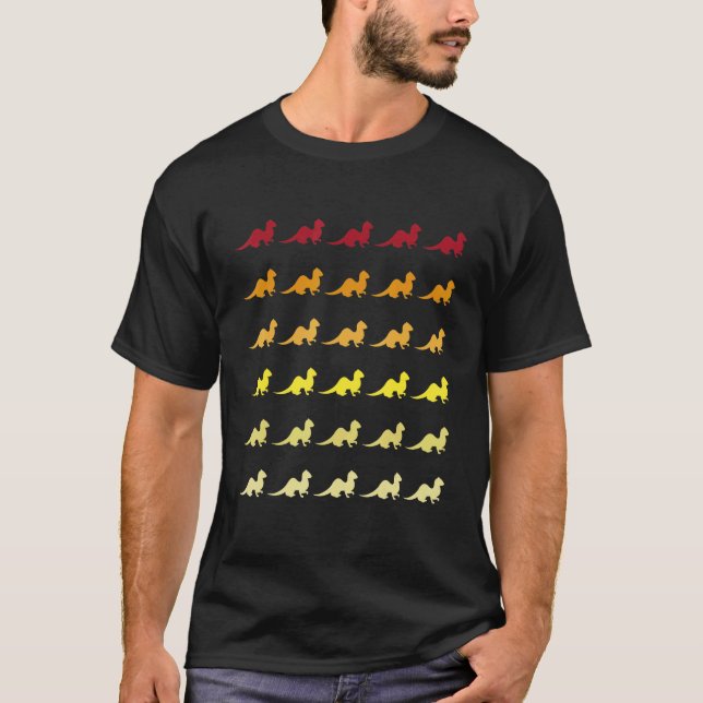 Ferret Retro Animal Pattern T-Shirt (Front)