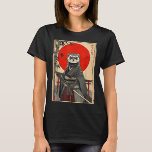 Ferret Samurai Japanese Vintage Warrior Art Anime T-Shirt