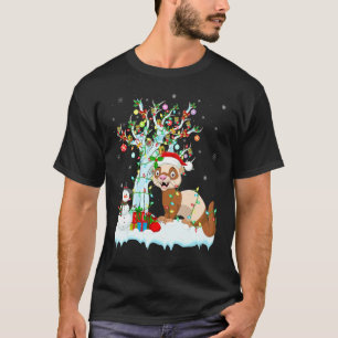 Ferret Xmas Tree Lighting Santa Hat Ferret Christm T-Shirt