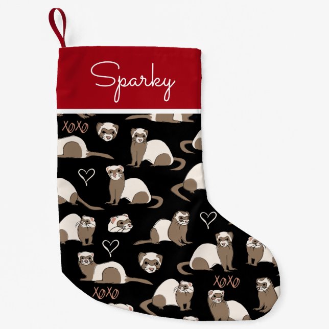 Ferret XOXO Black Small Christmas Stocking (Front)