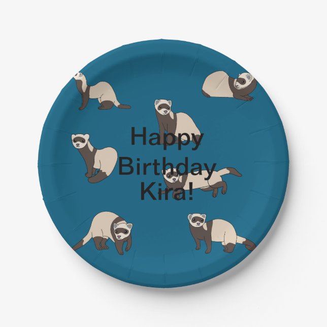 Ferrets Birthday Paper Plate (Front)