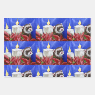 Ferrets et bougies de Noël Enveloppement Papier