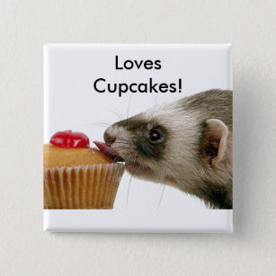Ferrets Love Cupcakes 2 Inch Square Button