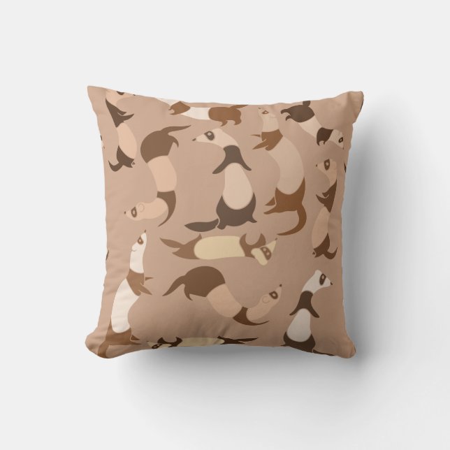 Ferrets pattern throw pillow (Front)