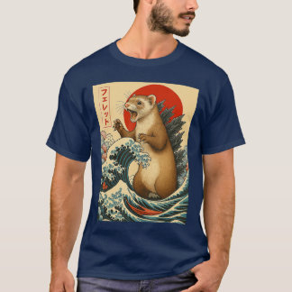 Ferretzilla Ferret Japanese Art Funny Gifts Men Wo T-Shirt