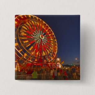 Ferris wheel at dusk at the Northwest Montana 2 Inch Square Button