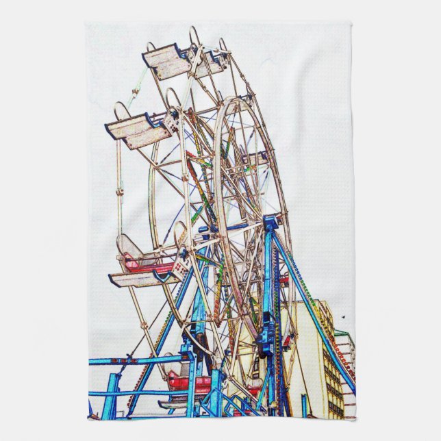 Ferris Wheel-Chalk Outline by Shirley Taylor Kitchen Towel (Vertical)