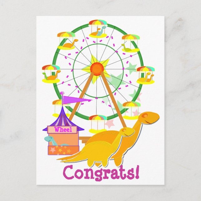 Ferris Wheel Dinosaurs Postcard (Front)