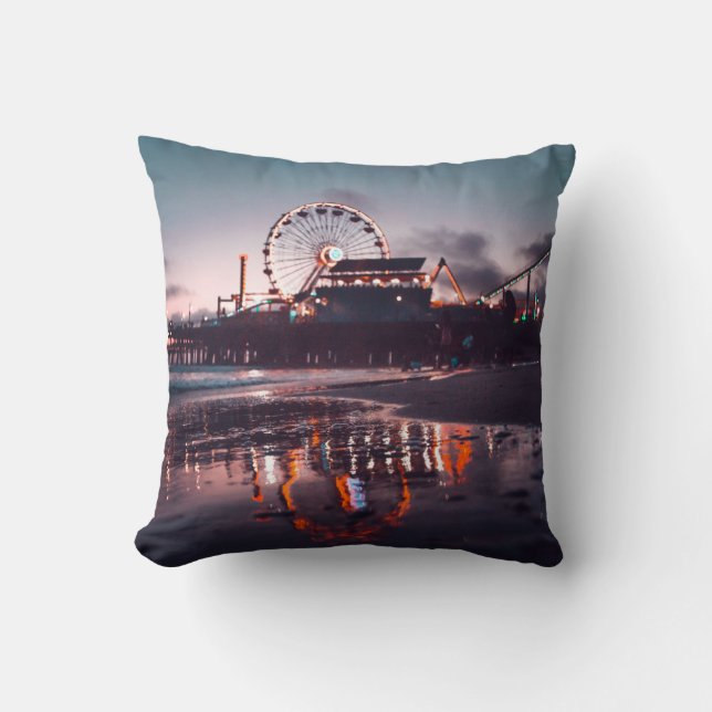 Ferris wheel during golden hour throw pillow (Front)