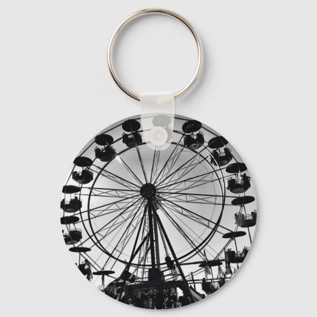 Ferris Wheel in Black and White Photo Gifts Keychain (Front)