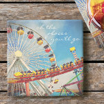 Ferris Wheel Roller Coaster Photo Places Quote<br><div class="desc">“Oh the places you'll go.” Relive the childhood memories of soft breezes and birds-eye views with this red, yellow, and white ferris wheel. Listen to the happy screams from the speeding yellow and red roller coaster. Relax with your favourite beverage while using this stunning, colourful photography stone coaster. Makes a...</div>