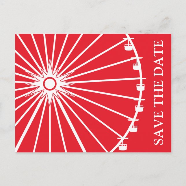 Ferris Wheel Save The Date Postcards (Red) (Front)
