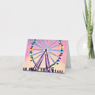 Ferris Wheel Sunset   Beautiful Watercolor Card