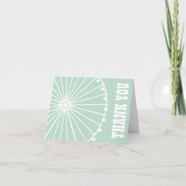 Ferris Wheel Thank You Card (Sage Green / White) (Front)